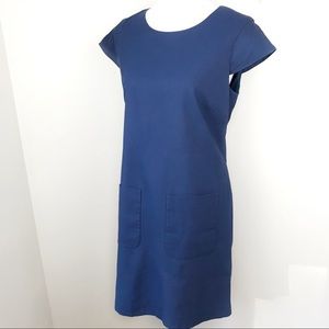 Theory Textured Cotton Cap Sleeve Shift Dress